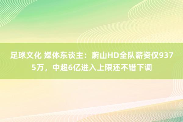 足球文化 媒体东谈主：蔚山HD全队薪资仅9375万，中超6亿进入上限还不错下调