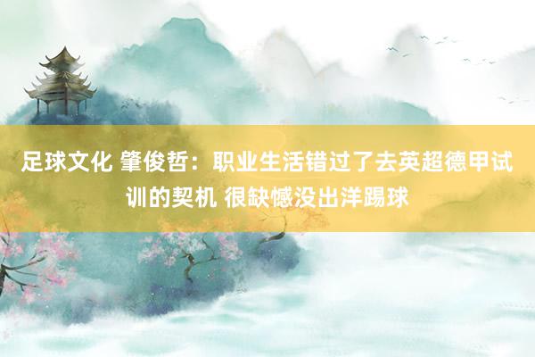 足球文化 肇俊哲：职业生活错过了去英超德甲试训的契机 很缺憾没出洋踢球