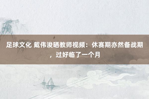 足球文化 戴伟浚晒教师视频：休赛期亦然备战期，过好临了一个月