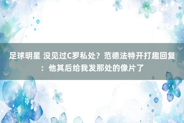 足球明星 没见过C罗私处？范德法特开打趣回复：他其后给我发那处的像片了