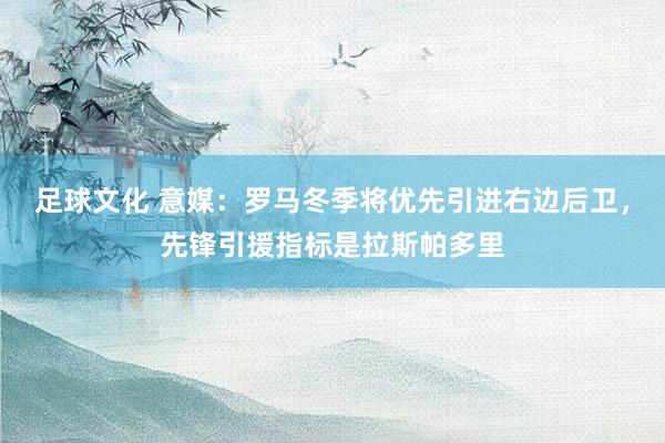 足球文化 意媒：罗马冬季将优先引进右边后卫，先锋引援指标是拉斯帕多里