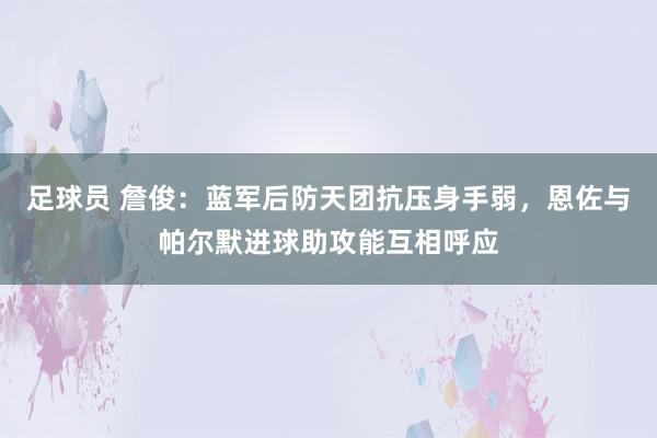 足球员 詹俊：蓝军后防天团抗压身手弱，恩佐与帕尔默进球助攻能互相呼应